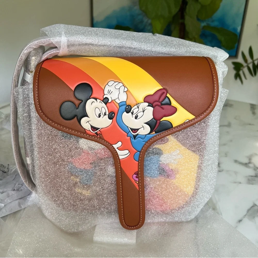 NWT  Disney X Coach Courier Bag With Mickey Mouse And Minnie Mouse CQ801 - Picture 8 of 11